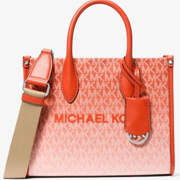 Michael Kors Mirella Small Ombré Signature Logo Crossbody Bag Red Clay - Picture 1 of 9